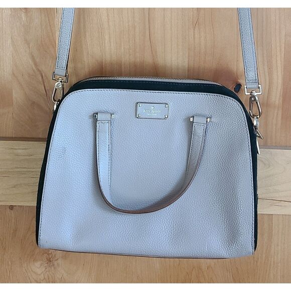 Kate Spade Felix Beige Leather Handbag Suede Crossbody Purse Bag Adjustable